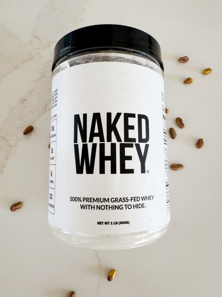 Naked whey protein powder for stir and gathers pistachio protein coffee