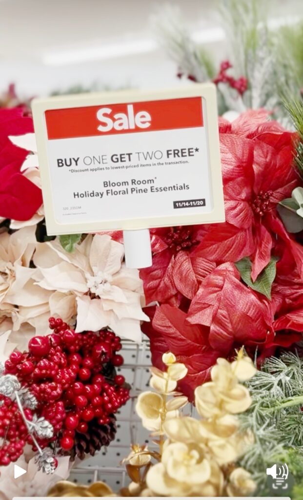 Christmas greenery sale at Joann's