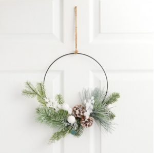 white berries and pine ring wreath stir and gather