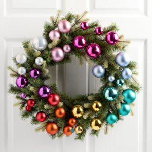 rainbow ornaments wreath stir and gather