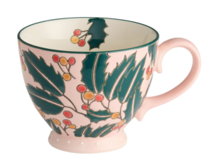 stir and gather pink holly mug