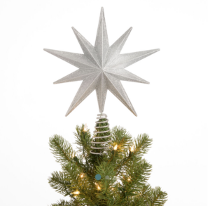stir and gather white glitter star tree topper