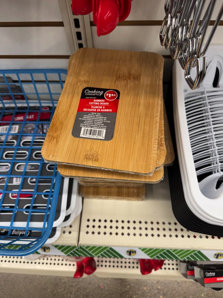 stir and gather shopping for small charcuterie boards at Dollar Tree