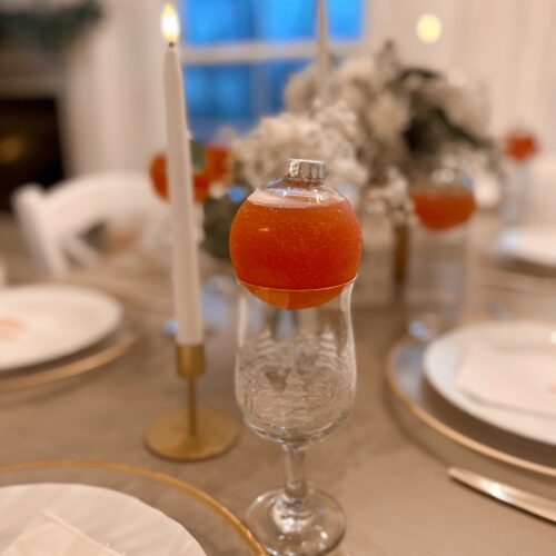 Stir and Gather Christmas punch served in ornament bulb recipe