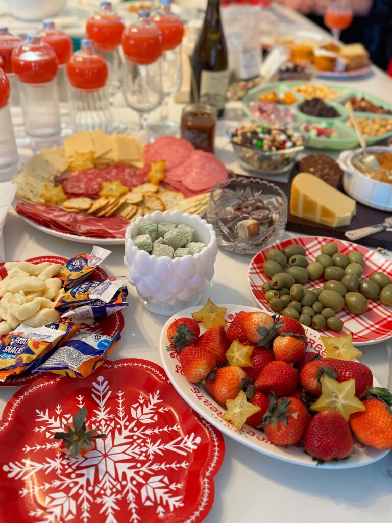 stir and gather charcuterie board Christmas party