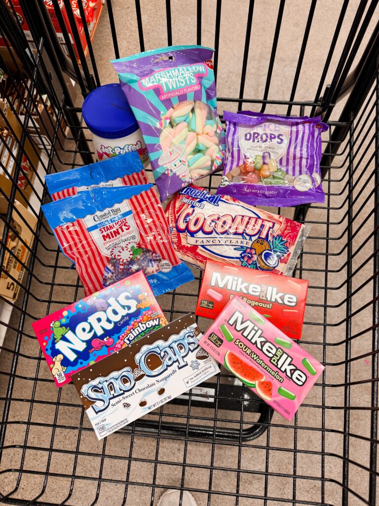 stir and gather buying Christmas candy at Dollar Tree