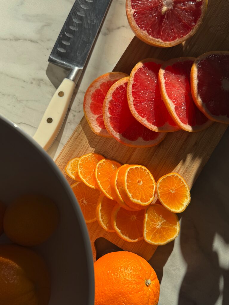 stir and gather citrus slices for dried ornaments