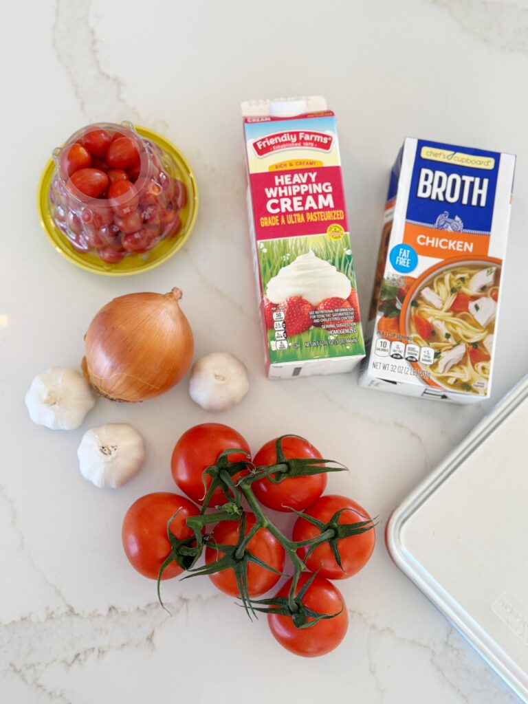 stir and gather weeknight meal using ingredients for Aldi tomato soup