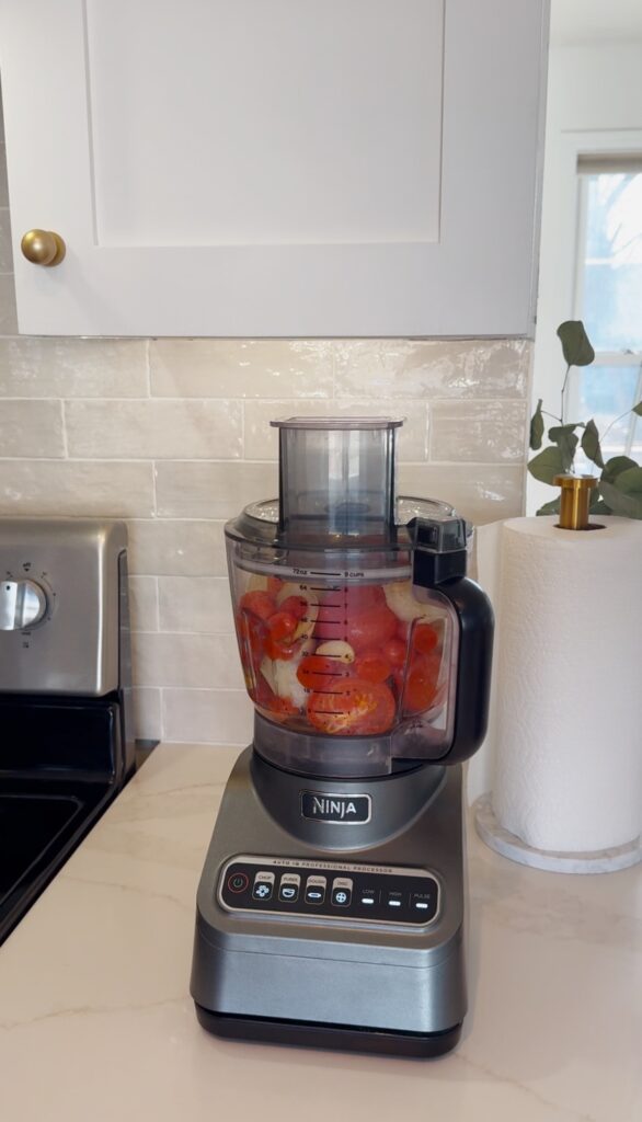 stir and gather using food processor to make tomato soup