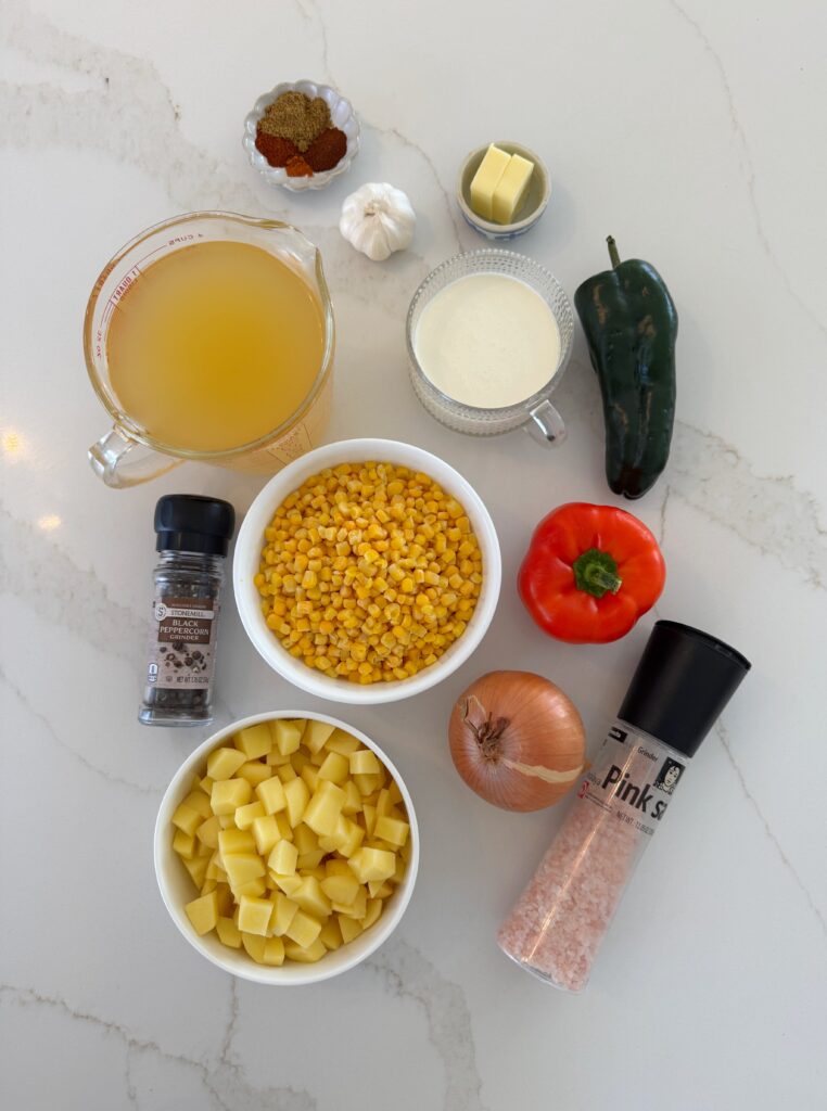 stir and gather making Panera Mexican street corn chowder