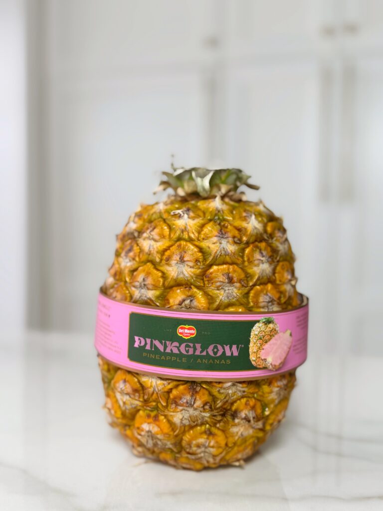 stir and gather using a Del Monte Pinkglow pineapple