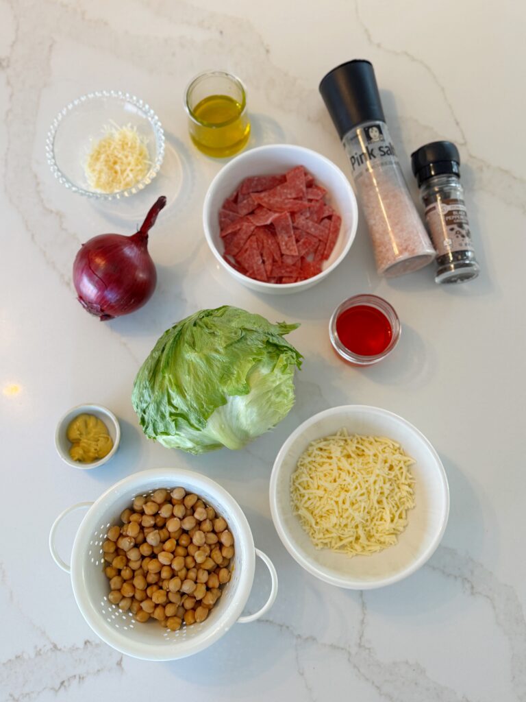 stir and gather La Scala chopped salad ingredients