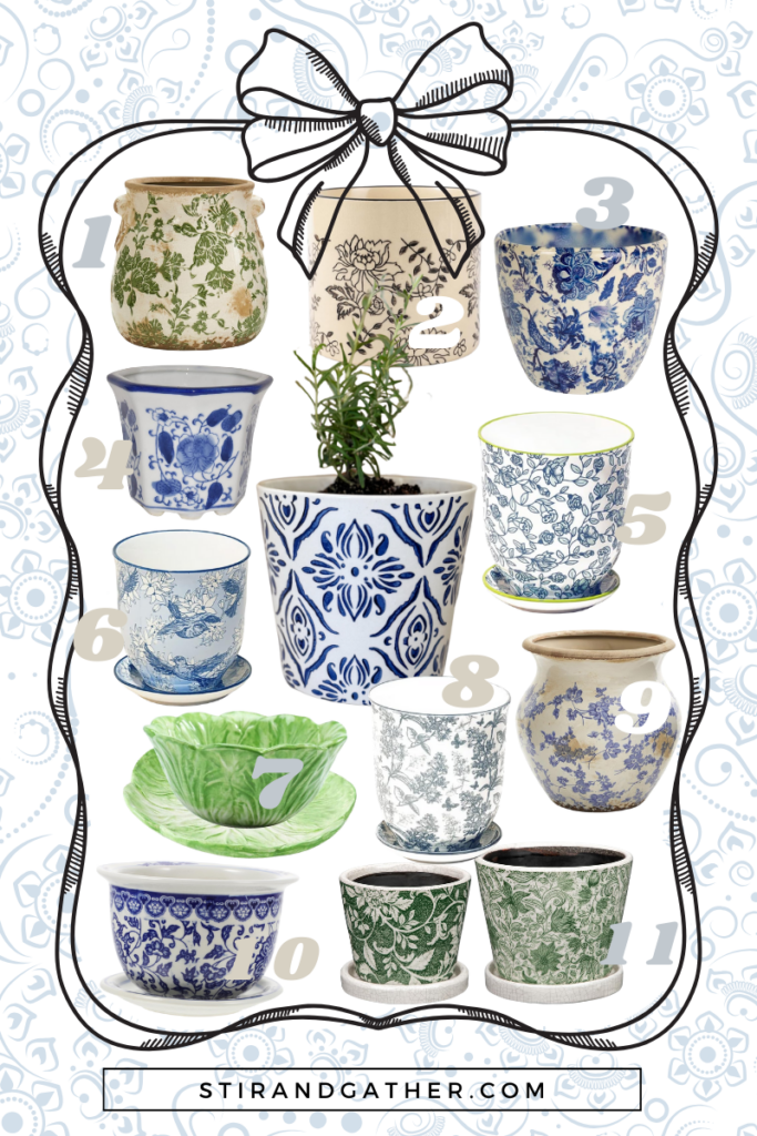 stir and gather floral and vintage style planters for indoor herb garden