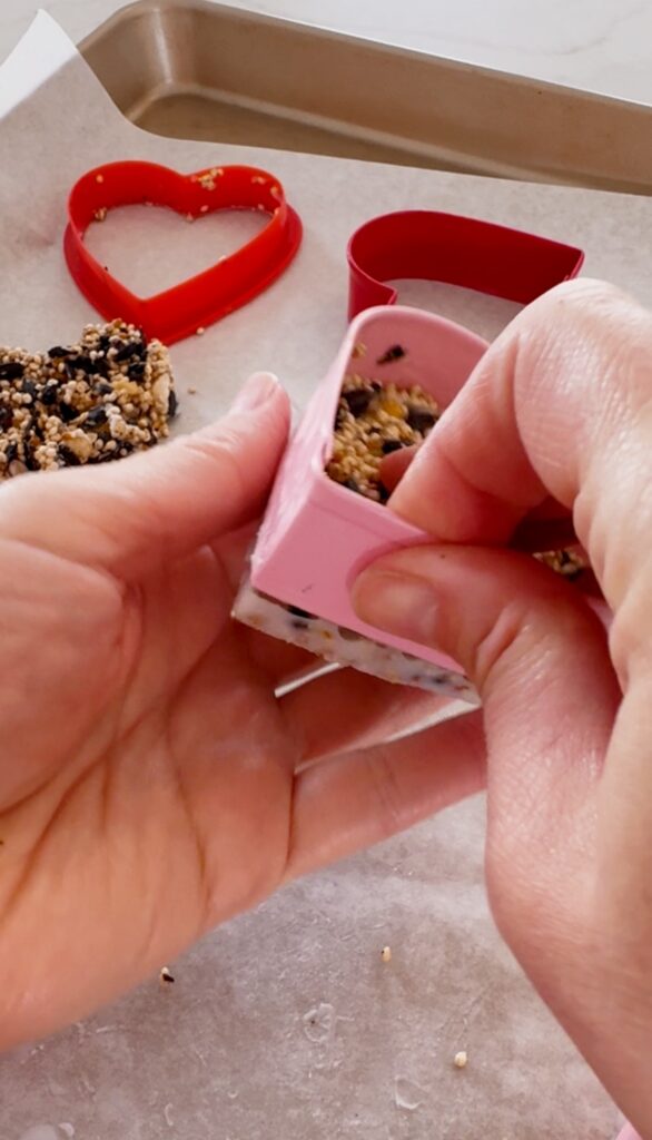 stir and gather popping bird feeders out of cookie cutters
