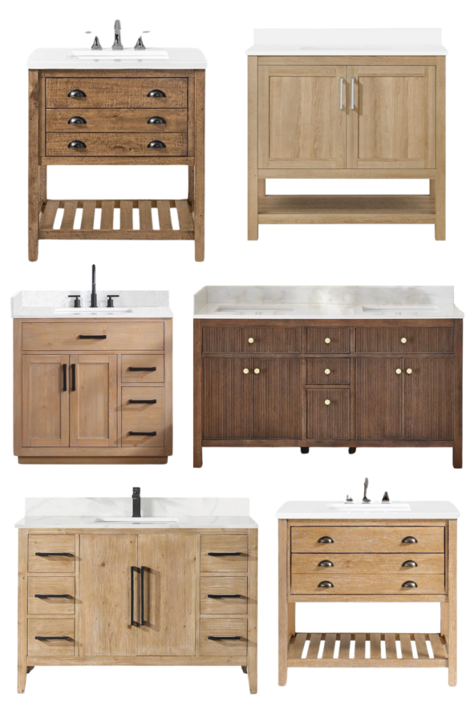 stir and gather affordable wood tone bathroom vanities