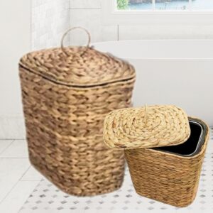 rattan trash can with lid and liner